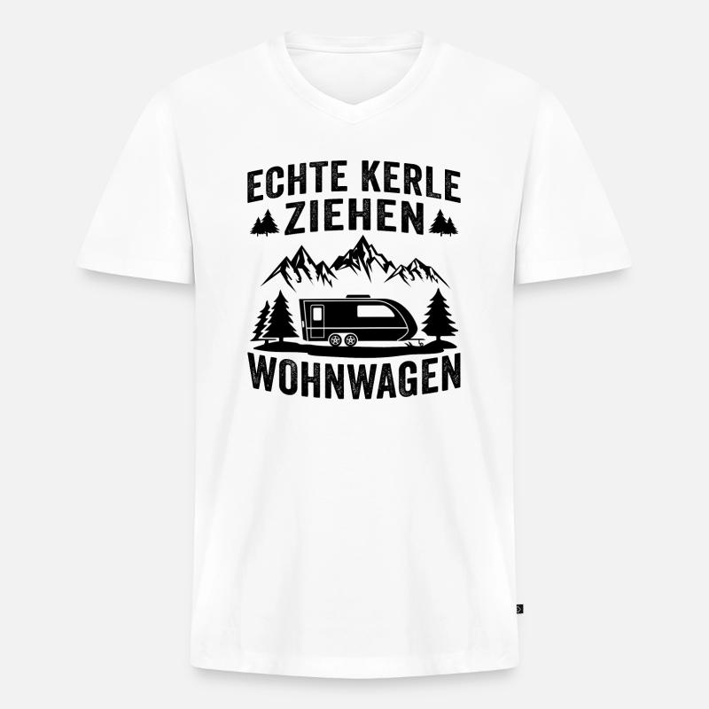 echte kerle ziehen wohnwagen - Männer Premium Bio T-Shirt mit V-Ausschnitt - Weiß