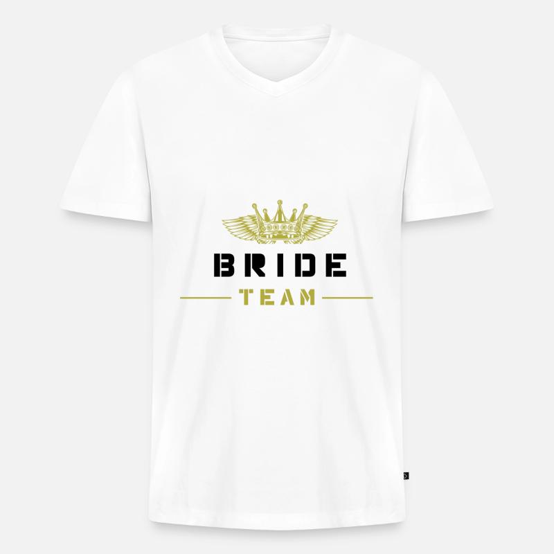 Bride Team - Männer Premium Bio T-Shirt mit V-Ausschnitt - Weiß