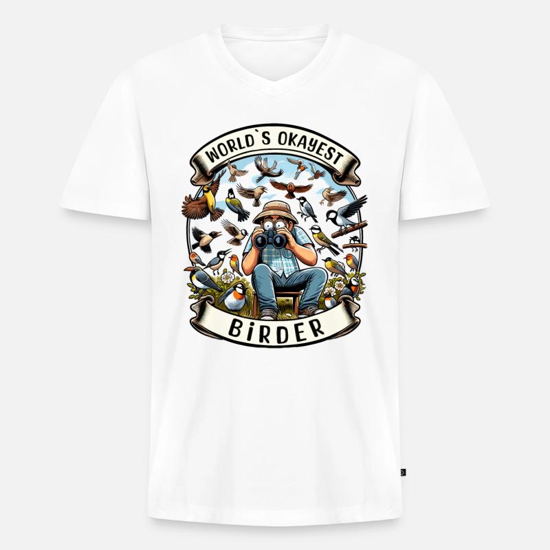 Weltbester Okayer Birder Vogelbeobachtung - Männer Premium Bio T-Shirt mit V-Ausschnitt - undefined