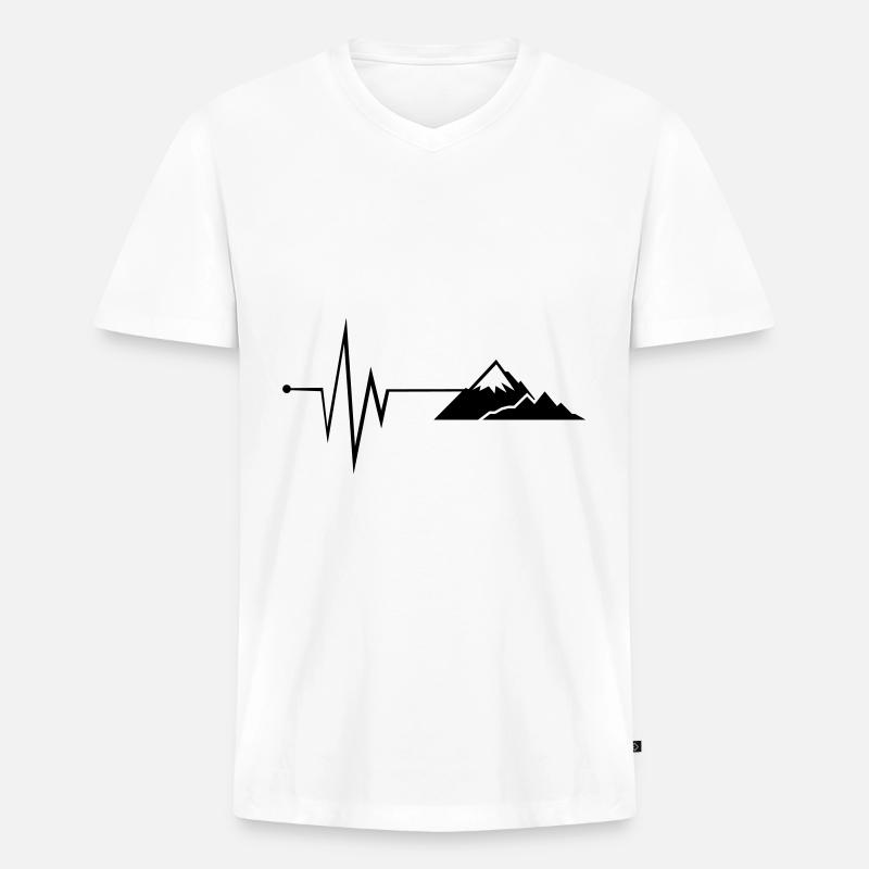 Puls Mountains Silhouette - Männer Premium Bio T-Shirt mit V-Ausschnitt - Weiß