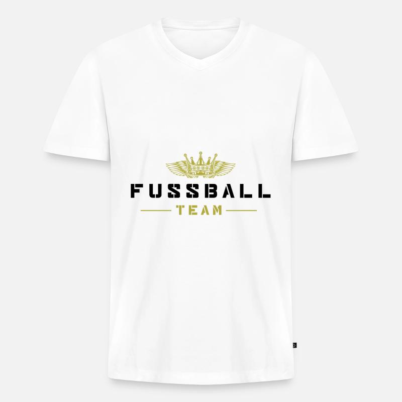 Fussball Team - Männer Premium Bio T-Shirt mit V-Ausschnitt - Weiß
