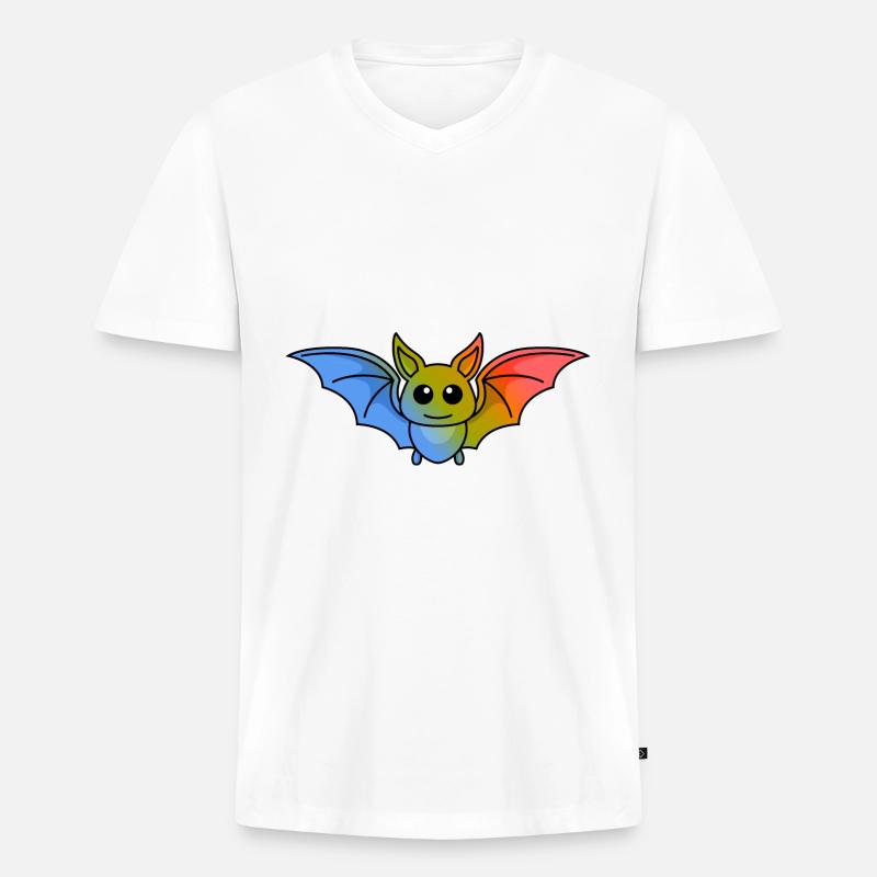 Fledermaus Comic Tier - Männer Premium Bio T-Shirt mit V-Ausschnitt - Weiß