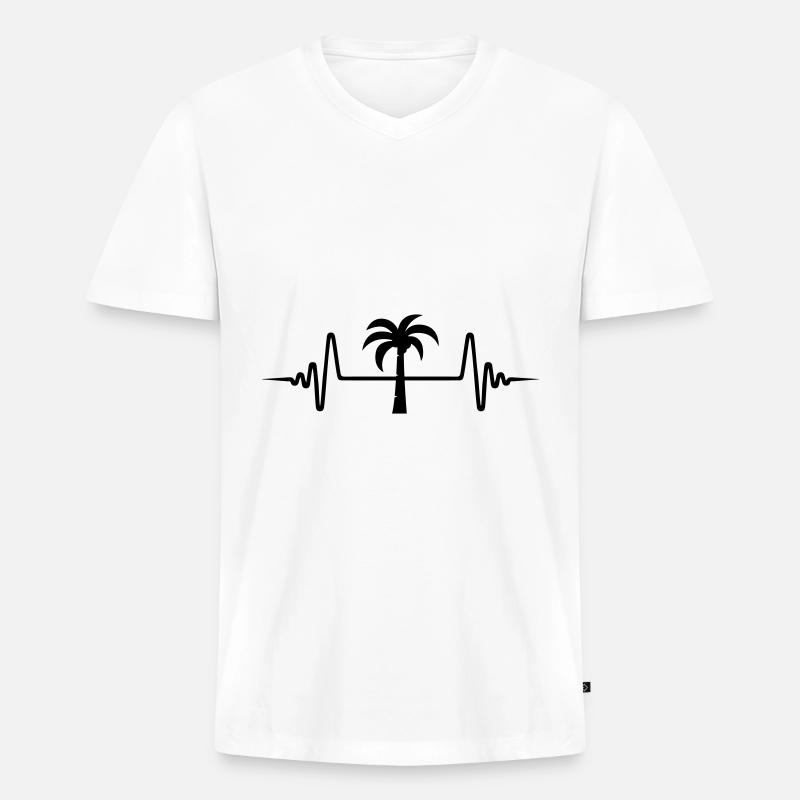 palme Puls - Männer Premium Bio T-Shirt mit V-Ausschnitt - Weiß
