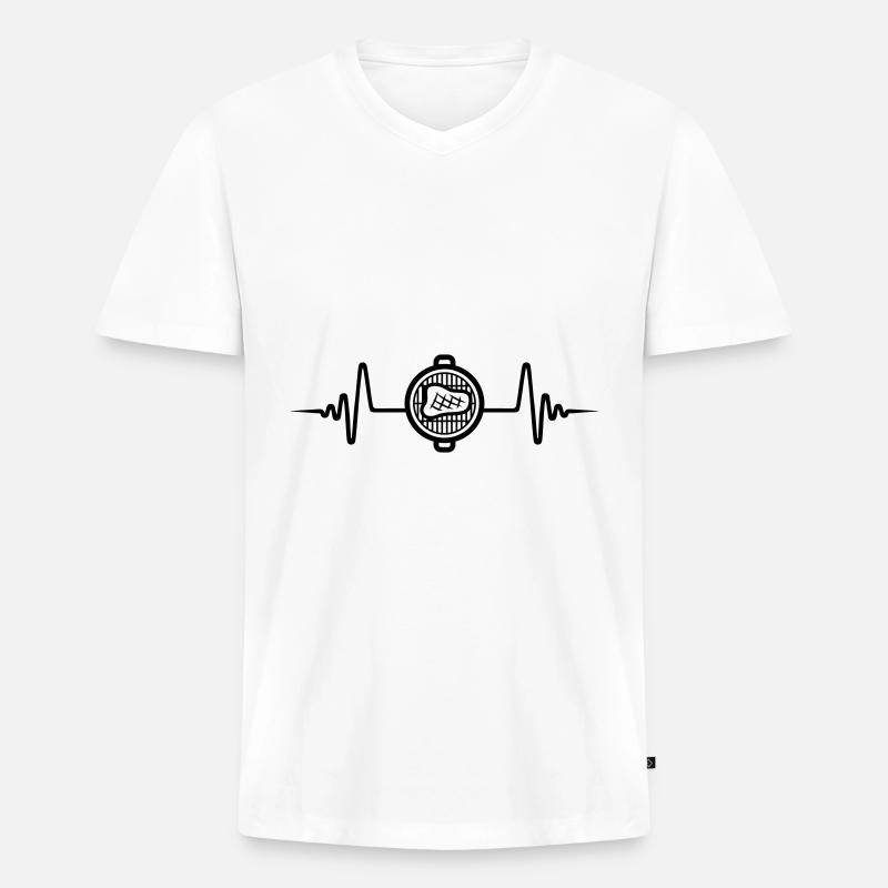 Steak Puls Fleisch - Männer Premium Bio T-Shirt mit V-Ausschnitt - Weiß