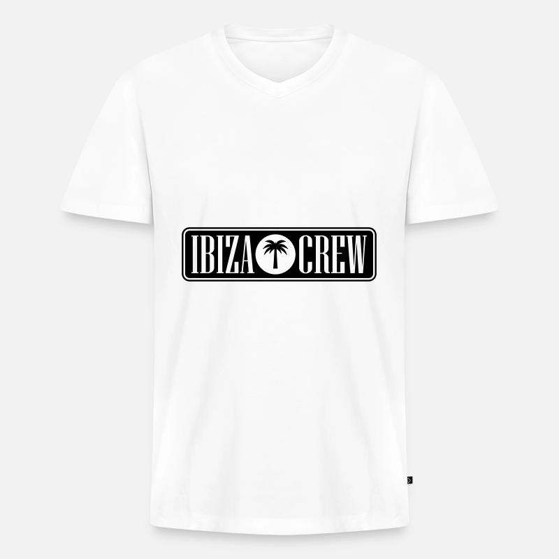 Ibiza Crew - Männer Premium Bio T-Shirt mit V-Ausschnitt - Weiß