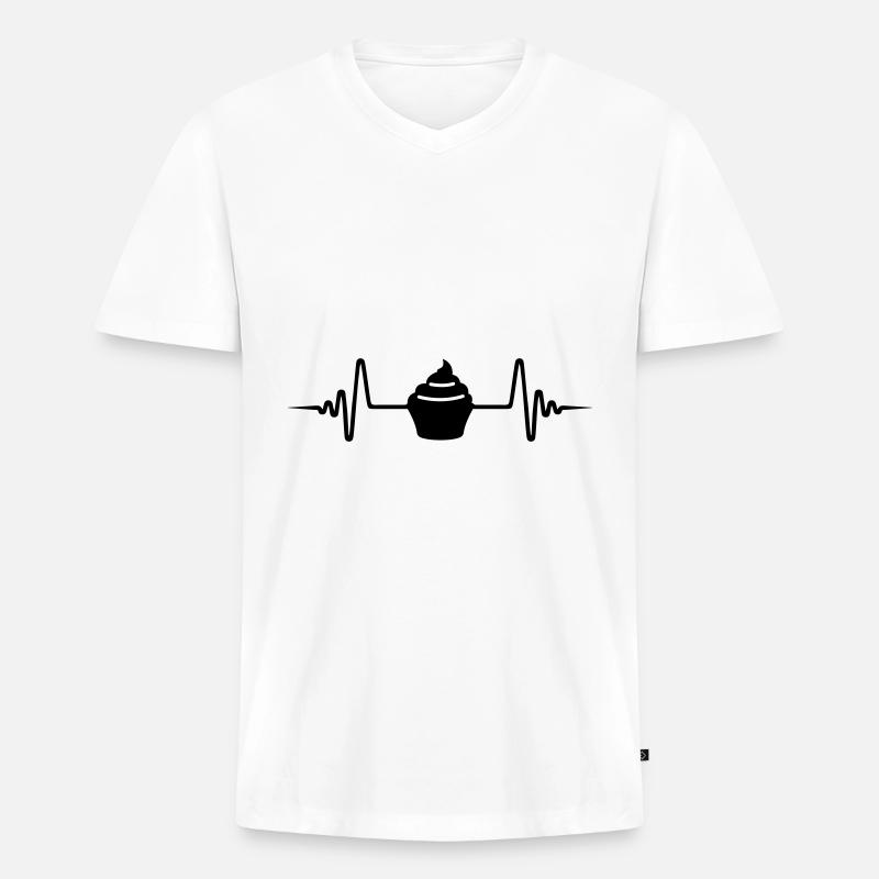 Muffin Puls icon - Männer Premium Bio T-Shirt mit V-Ausschnitt - Weiß