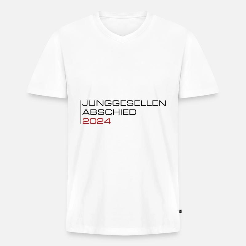 Junggesellen Abschied 2024 - Männer Premium Bio T-Shirt mit V-Ausschnitt - Weiß