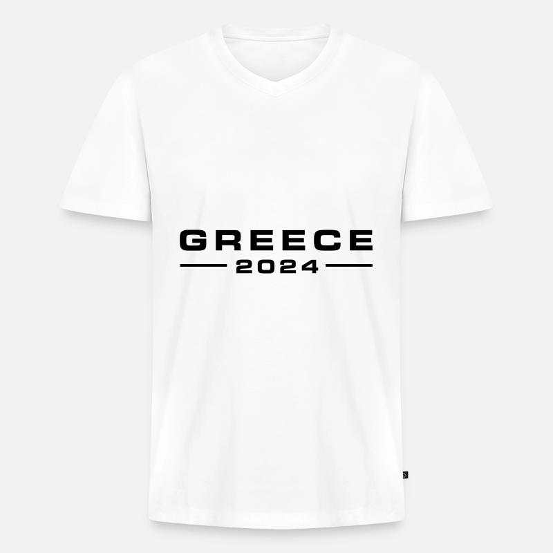Greece 2024 - Männer Premium Bio T-Shirt mit V-Ausschnitt - Weiß