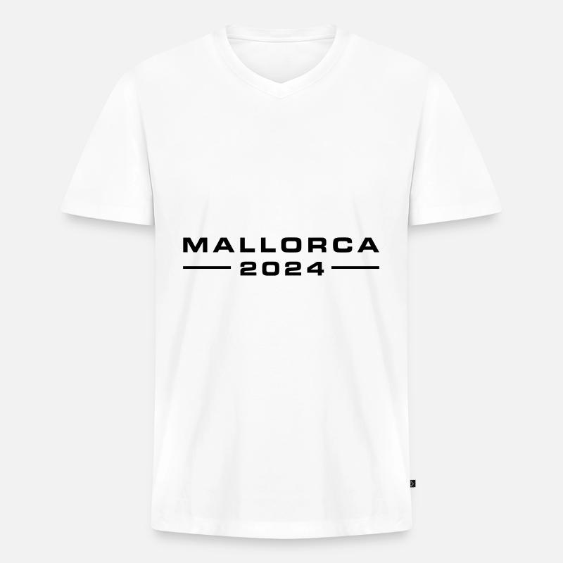 Mallorca 2024 - Männer Premium Bio T-Shirt mit V-Ausschnitt - Weiß