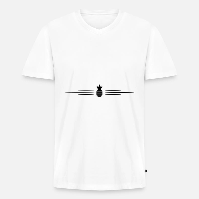 ananas linie - Männer Premium Bio T-Shirt mit V-Ausschnitt - Weiß