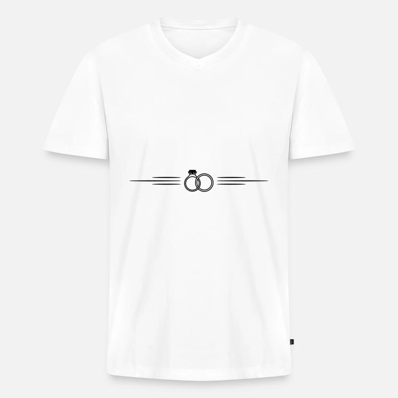 Eheringe Linie ringe - Männer Premium Bio T-Shirt mit V-Ausschnitt - Weiß