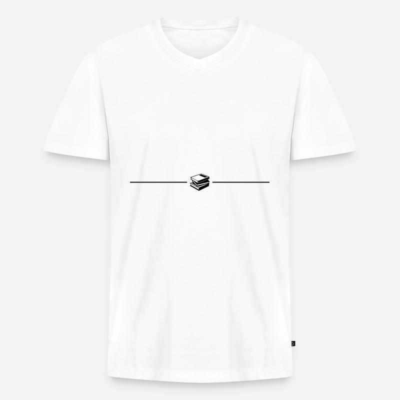 Bücher lesen linie - Männer Premium Bio T-Shirt mit V-Ausschnitt - Weiß