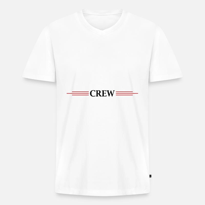 Crew Design - Männer Premium Bio T-Shirt mit V-Ausschnitt - Weiß