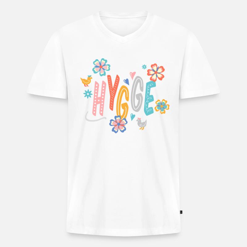 Hygge - Männer Premium Bio T-Shirt mit V-Ausschnitt - Weiß