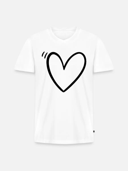 Herz Liebe Beziehung - Männer Premium Bio T-Shirt mit V-Ausschnitt - Weiß