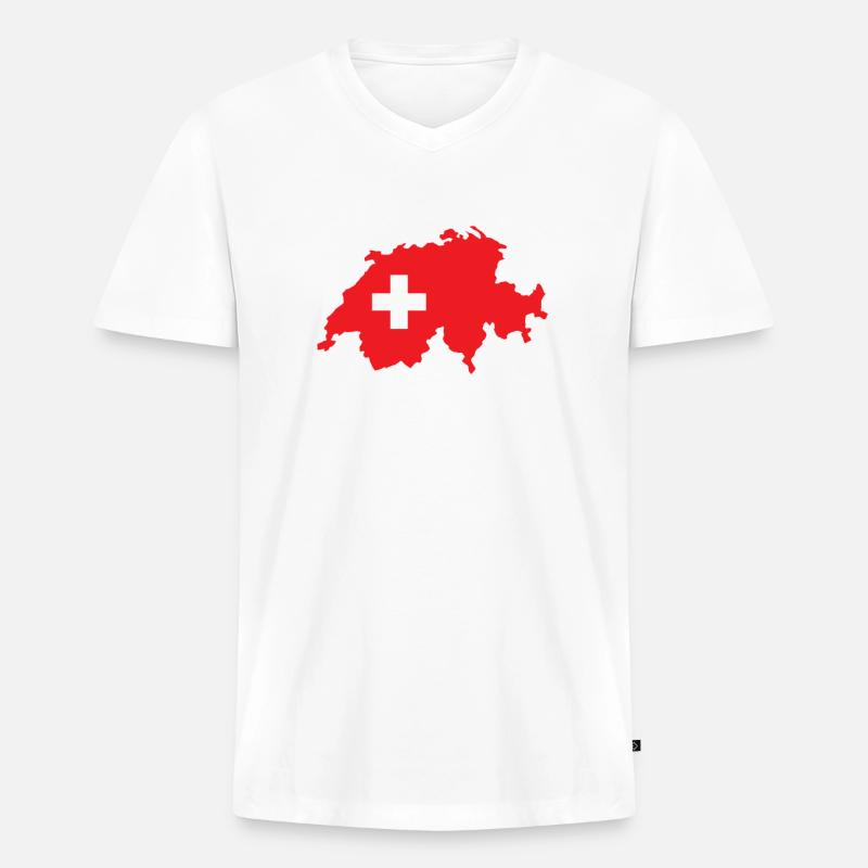 Erster August - Männer Premium Bio T-Shirt mit V-Ausschnitt - Weiß