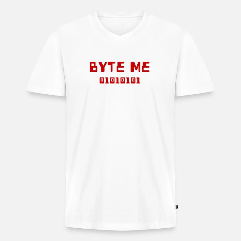 BYTE me - Männer Premium Bio T-Shirt mit V-Ausschnitt - Weiß