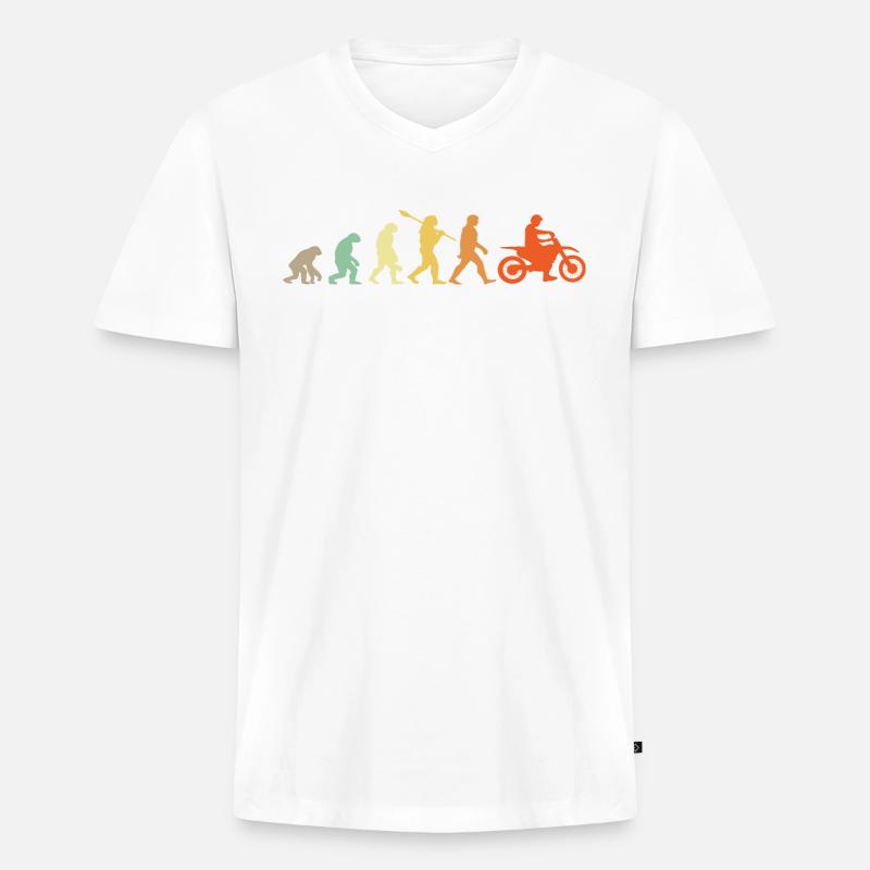 Evolution Motorradfahrer - Männer Premium Bio T-Shirt mit V-Ausschnitt - Weiß