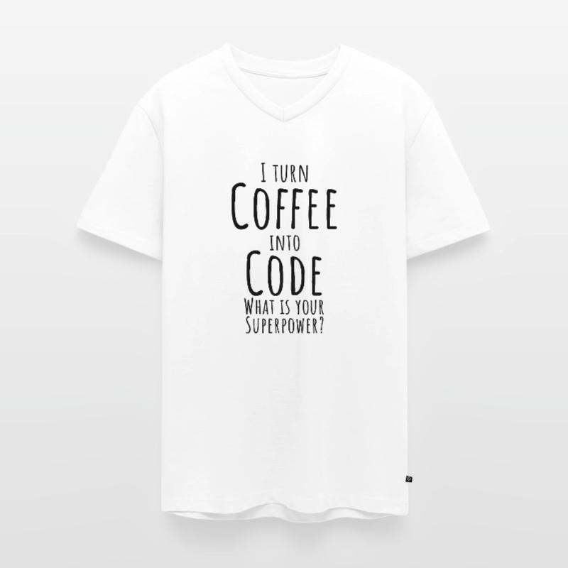 Code into coffee - computer science Men's Premium Organic T-shirt with V-neck