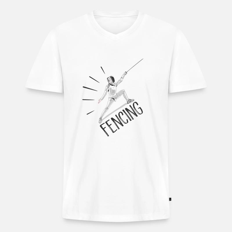 Fechten - Männer Premium Bio T-Shirt mit V-Ausschnitt - Weiß