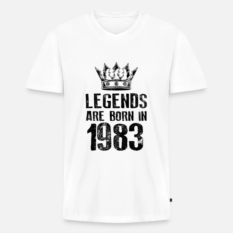 1983 legends born in - Männer Premium Bio T-Shirt mit V-Ausschnitt - Weiß