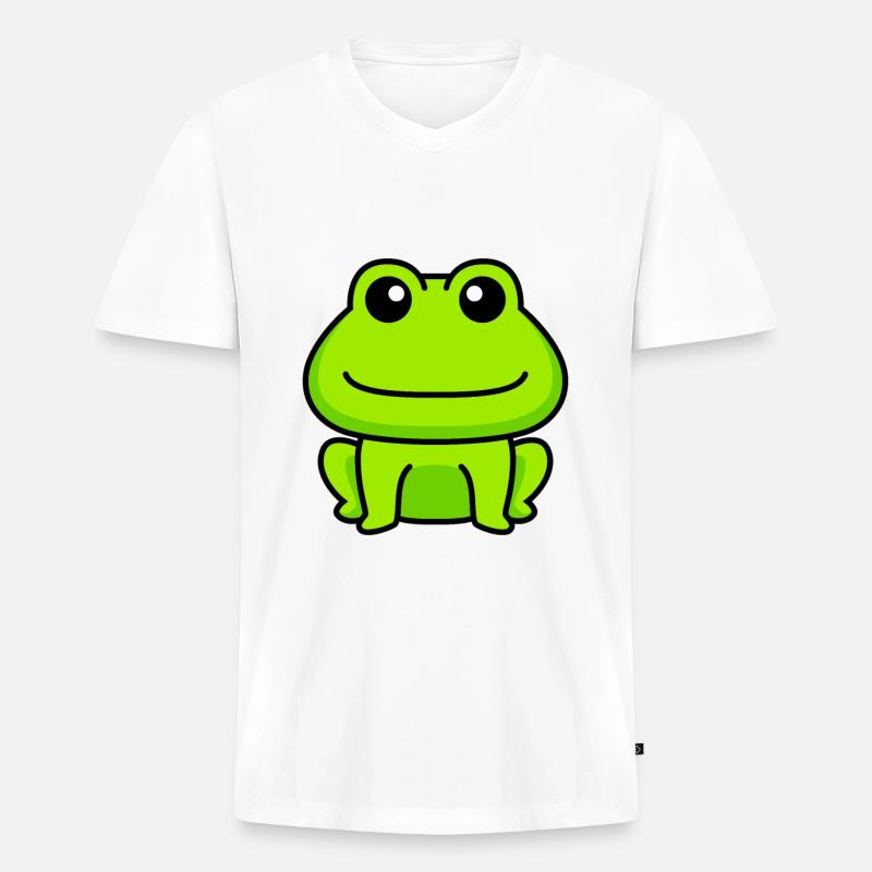 Frosch Comic Tier - Männer Premium Bio T-Shirt mit V-Ausschnitt - Weiß