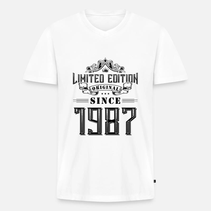 1987 limited edition - Männer Premium Bio T-Shirt mit V-Ausschnitt - Weiß