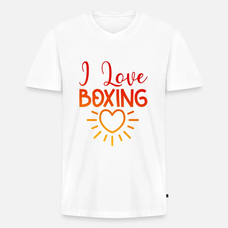 Ich liebe Boxen - Männer Premium Bio T-Shirt mit V-Ausschnitt - Weiß