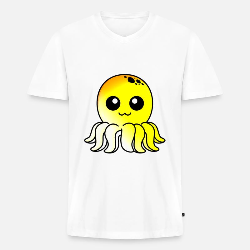 Krake Comic Tier - Männer Premium Bio T-Shirt mit V-Ausschnitt - Weiß
