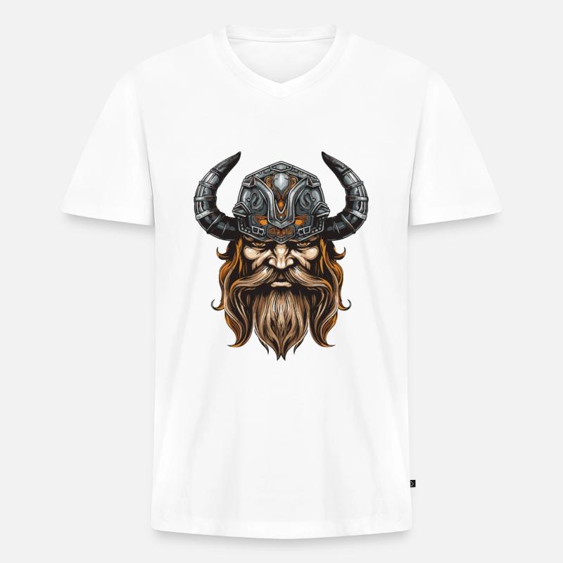Wikinger Krieger Valhalla Odin - Männer Premium Bio T-Shirt mit V-Ausschnitt - Weiß