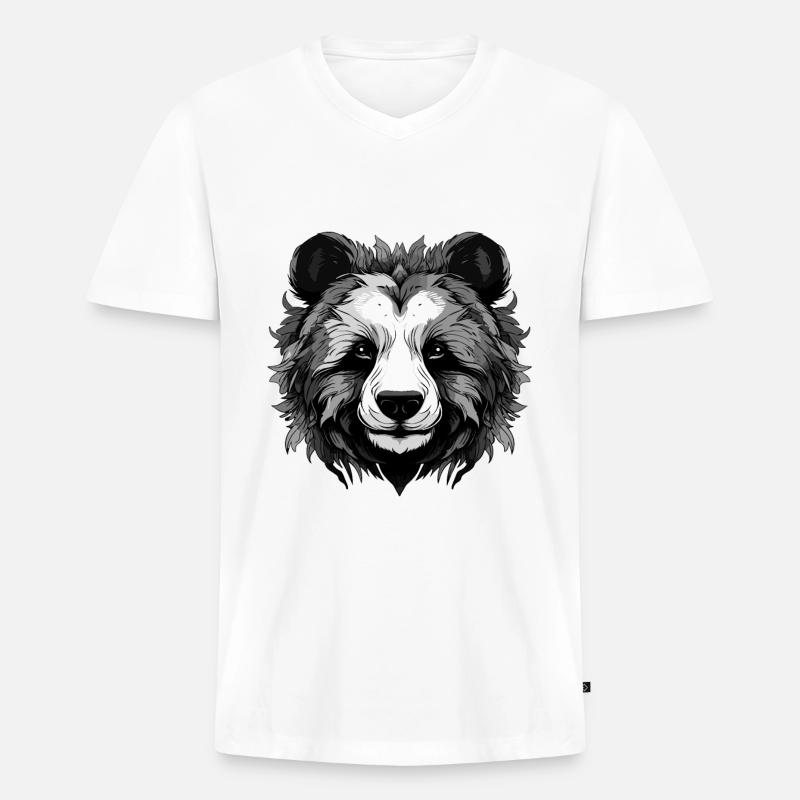 Panda Portrait - Männer Premium Bio T-Shirt mit V-Ausschnitt - Weiß