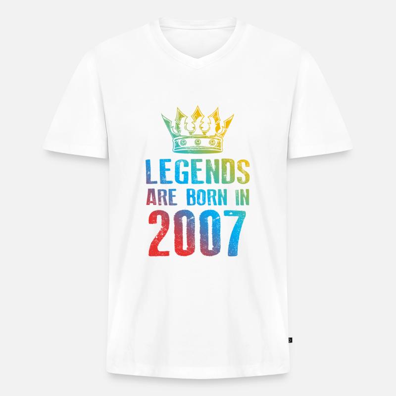 2007 legends born in - Männer Premium Bio T-Shirt mit V-Ausschnitt - Weiß