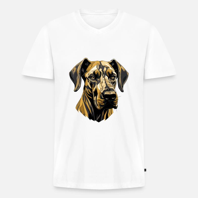Great Dane Hund Kopf - Männer Premium Bio T-Shirt mit V-Ausschnitt - Weiß