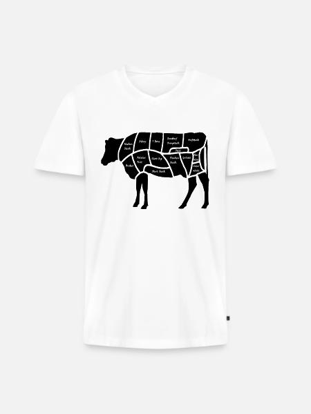 Beef - Men's Premium Organic T-shirt with V-neck - white