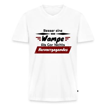 dick fetter spieler mit Wampe Biertrinker Geschenk - Männer Premium Bio T-Shirt mit V-Ausschnitt - Weiß - Vorne - Nico (187cm)