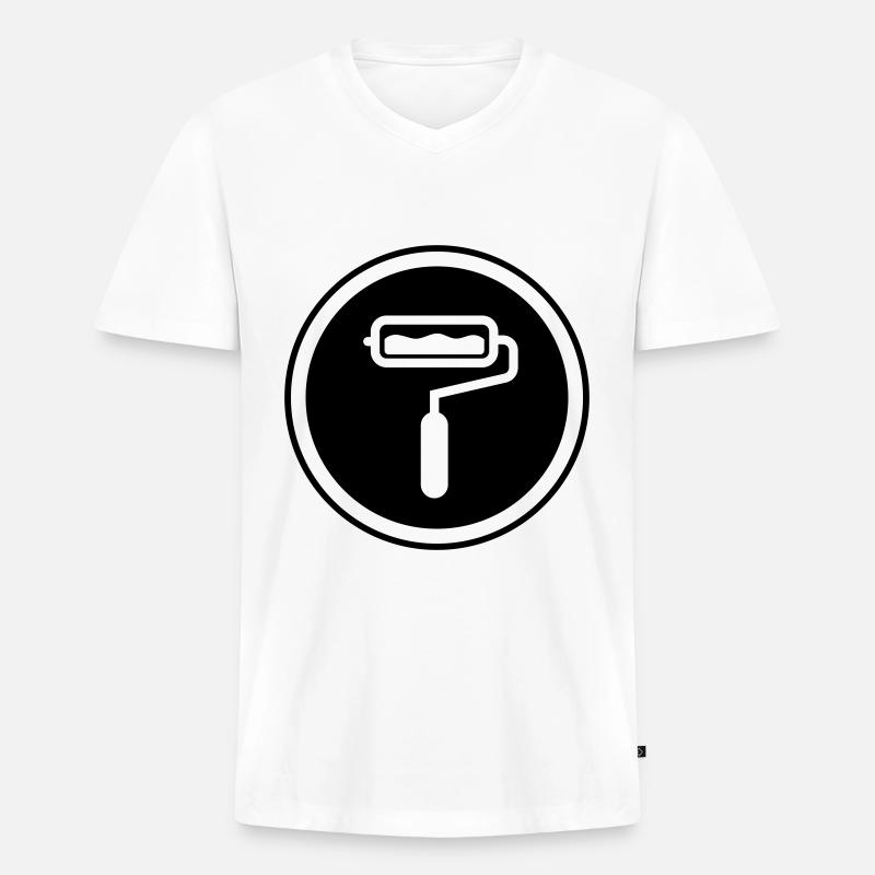 Maler Silhouette icon - Männer Premium Bio T-Shirt mit V-Ausschnitt - Weiß