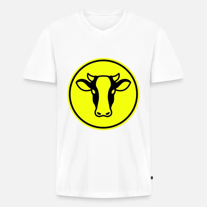 Kuh Kopf - Männer Premium Bio T-Shirt mit V-Ausschnitt - Weiß