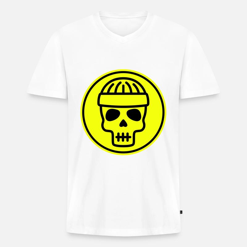 Skull kopf icon - Männer Premium Bio T-Shirt mit V-Ausschnitt - Weiß