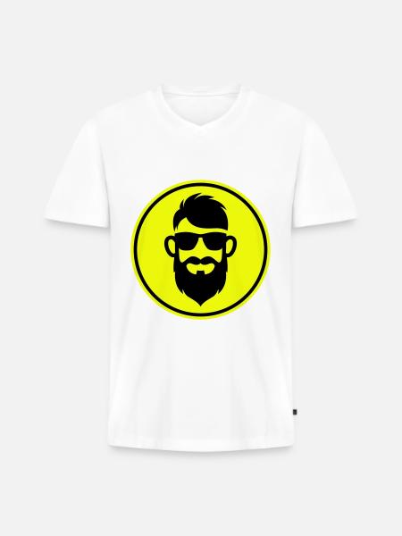 Face beard symbol - Men's Premium Organic T-shirt with V-neck - white