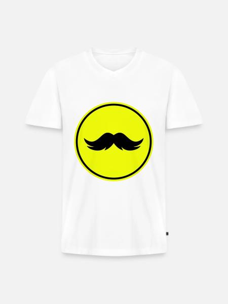 Symbole de moustache - T-shirt encolure en V Premium bio Homme - blanc