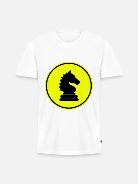 Pferd Schachfigur - Männer Premium Bio T-Shirt mit V-Ausschnitt - Weiß