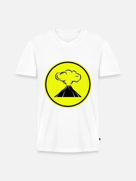 Vulkan icon symbol - Männer Premium Bio T-Shirt mit V-Ausschnitt - Weiß