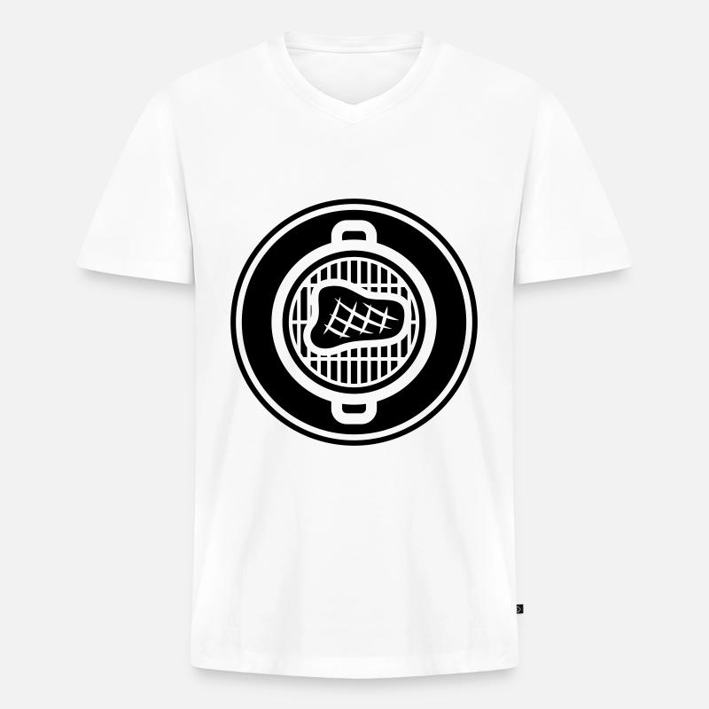 Steak Fleisch - Männer Premium Bio T-Shirt mit V-Ausschnitt - Weiß