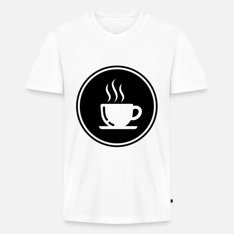 Kaffeetasse - Männer Premium Bio T-Shirt mit V-Ausschnitt - Weiß