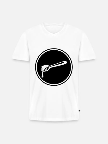 Stick chisel symbol beekeeper - Men's Premium Organic T-shirt with V-neck - white