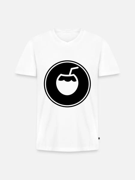 Kokos Icon Symbol - Männer Premium Bio T-Shirt mit V-Ausschnitt - Weiß