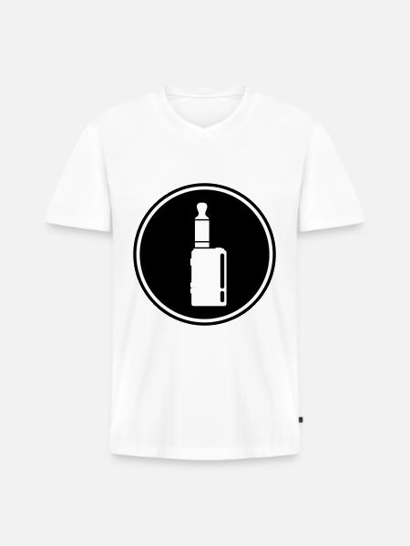 E-Zigarette Silhouette - Männer Premium Bio T-Shirt mit V-Ausschnitt - Weiß