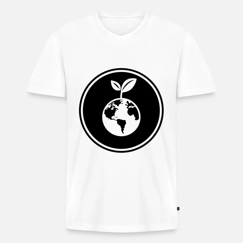 Planet Erde - Männer Premium Bio T-Shirt mit V-Ausschnitt - Weiß