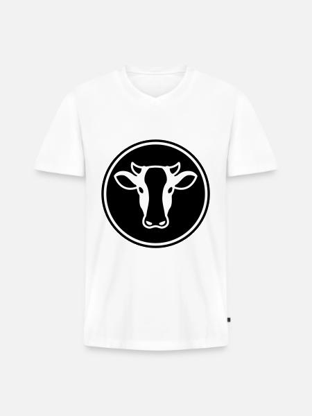 Cow Head - Men's Premium Organic T-shirt with V-neck - white