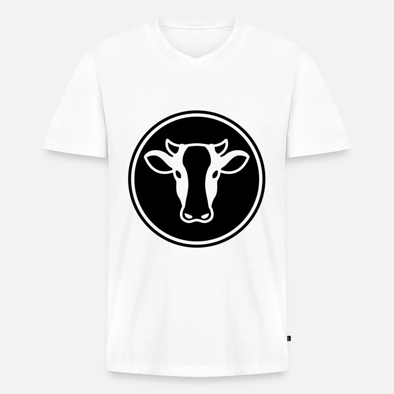Kuh Kopf - Männer Premium Bio T-Shirt mit V-Ausschnitt - Weiß